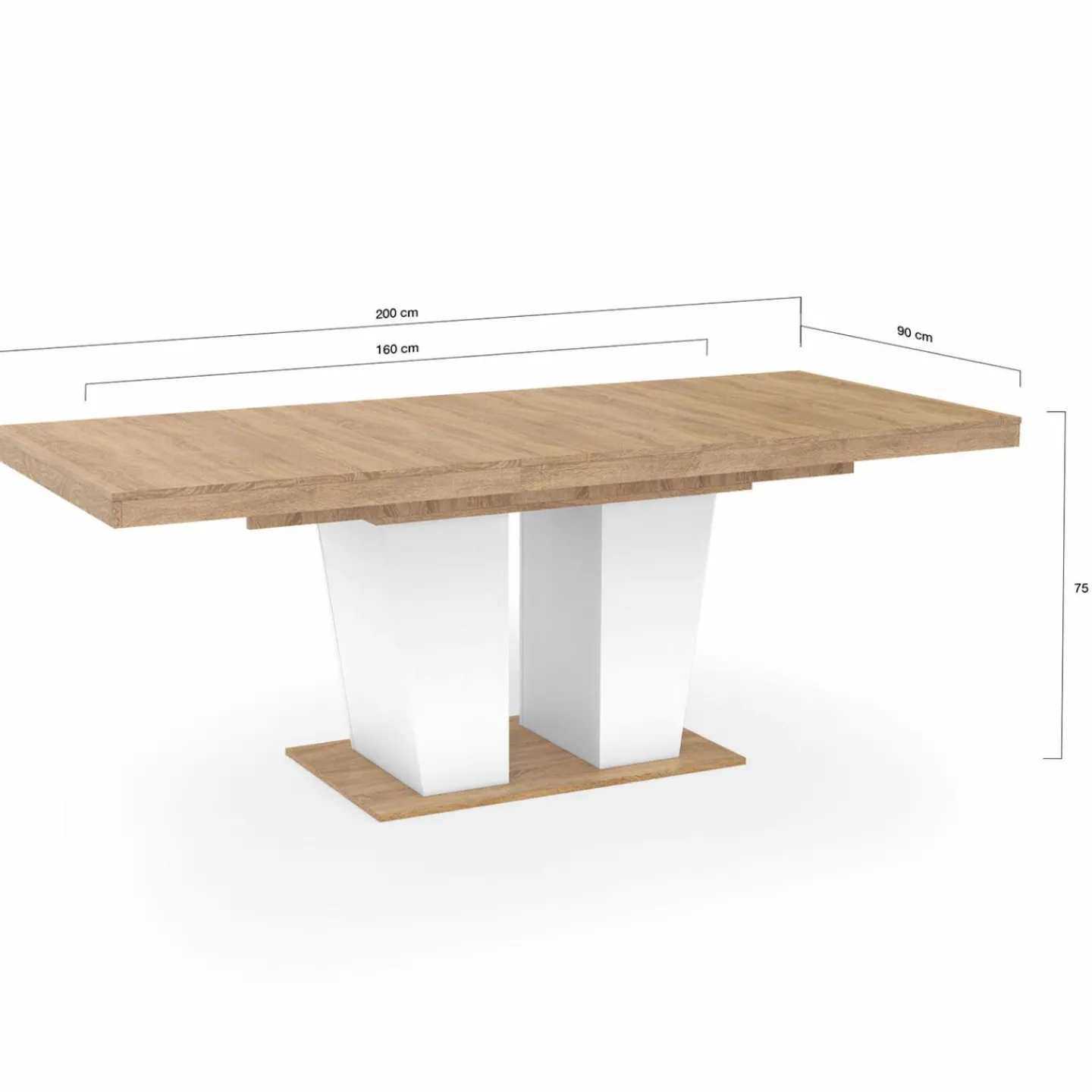 Table à manger extensible avec pied central bois et blanc*IDMarket Sale
