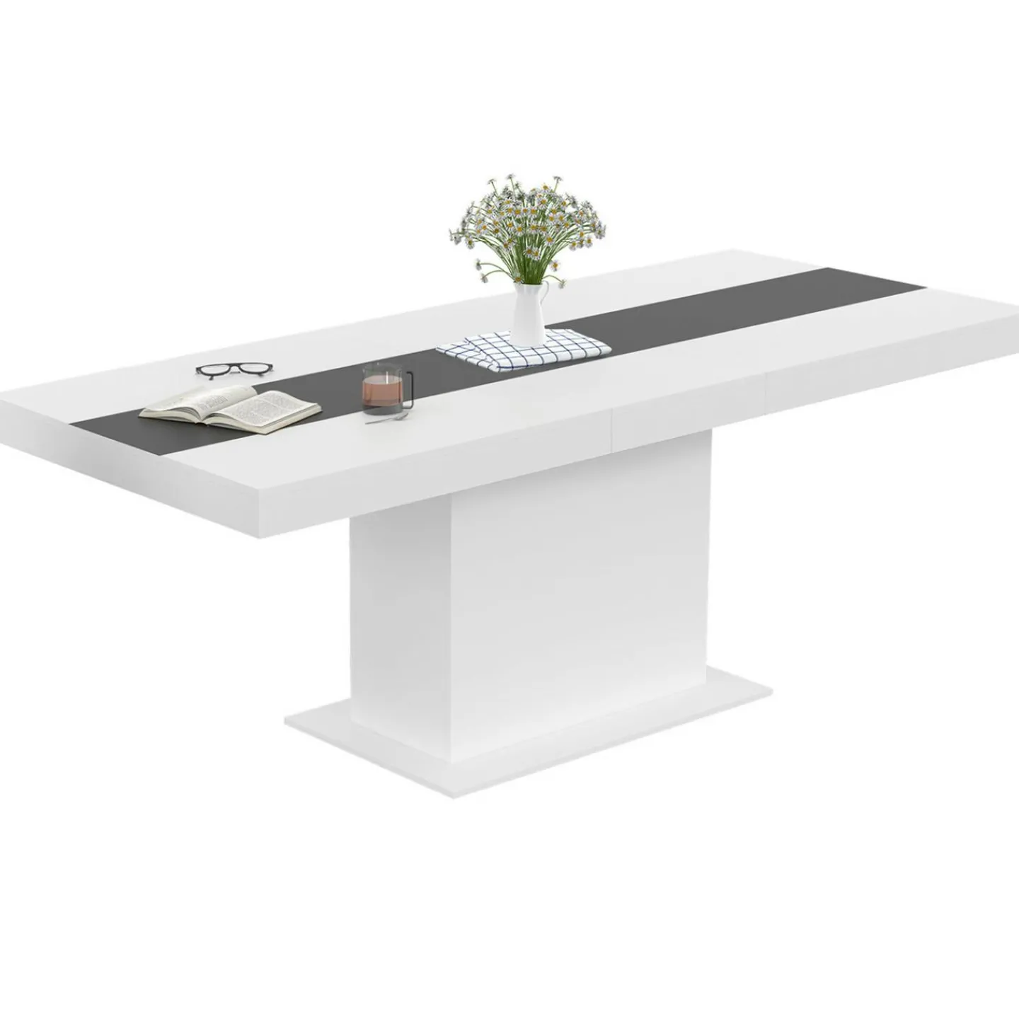 Table à manger extensible rectangle blanche 160x200 cm*IDMarket Hot