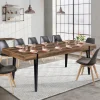 Table à manger extensible en bois pieds épingle noir 8-12 personnes 200-240 cm*IDMarket Discount