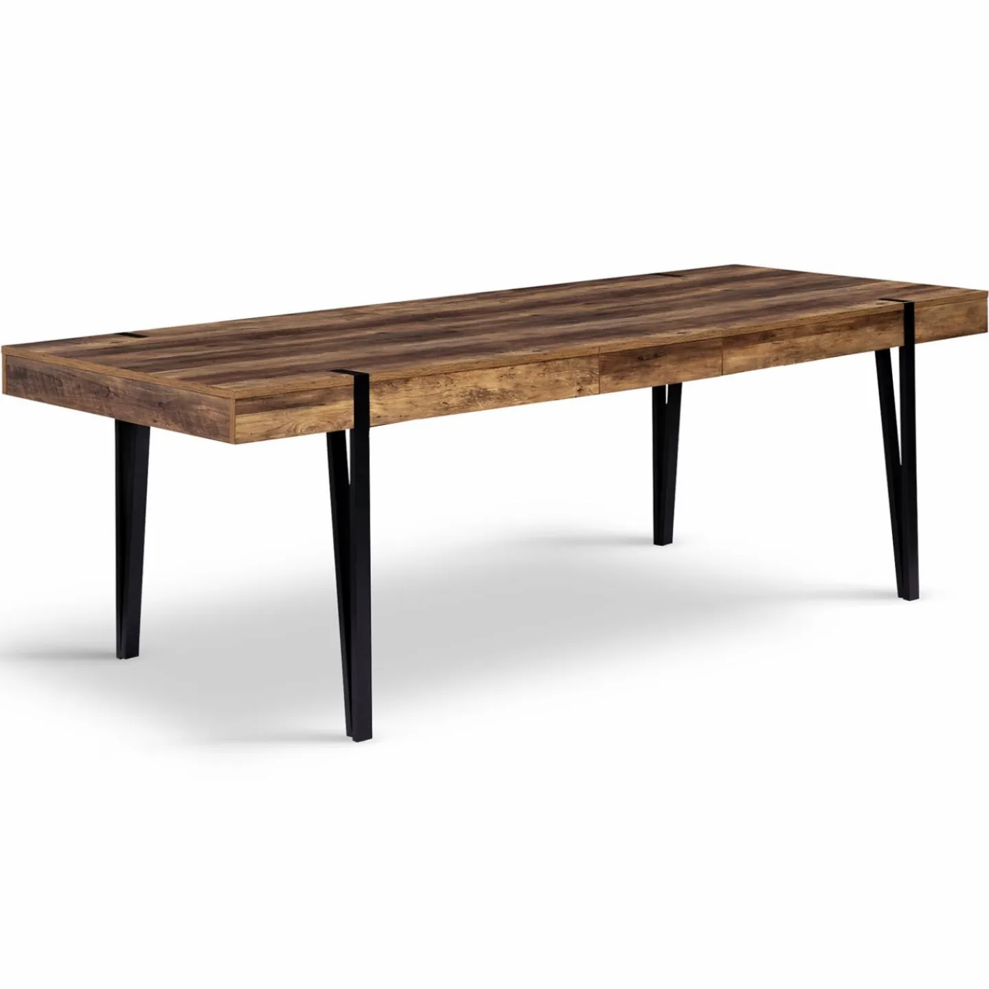 Table à manger extensible en bois pieds épingle noir 8-12 personnes 200-240 cm*IDMarket Discount