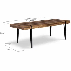 Table à manger extensible en bois pieds épingle noir 8-12 personnes 200-240 cm*IDMarket Discount