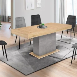 Table à manger extensible 6-10 personnes bois et effet béton*IDMarket Online