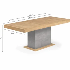 Table à manger extensible 6-10 personnes bois et effet béton*IDMarket Online