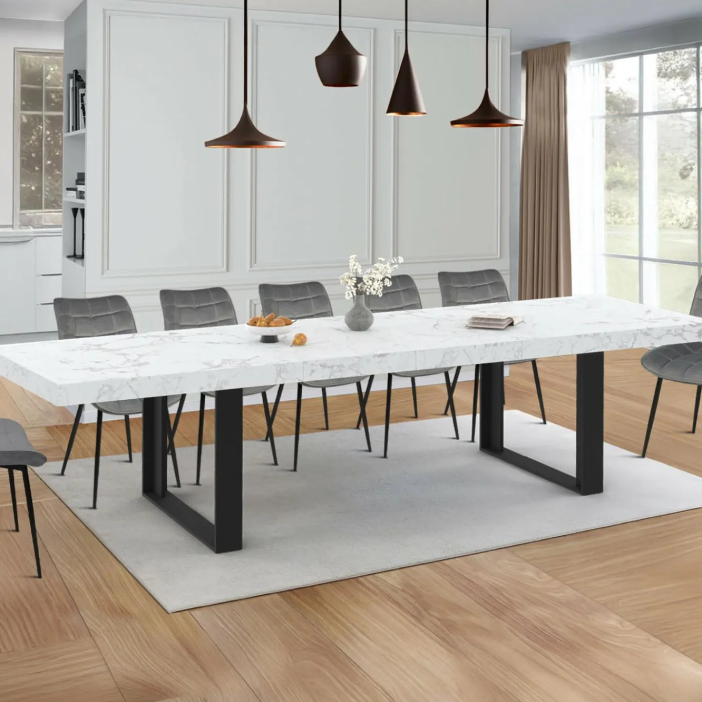 Table à manger extensible rectangle 6 à 12 personnes*IDMarket Clearance