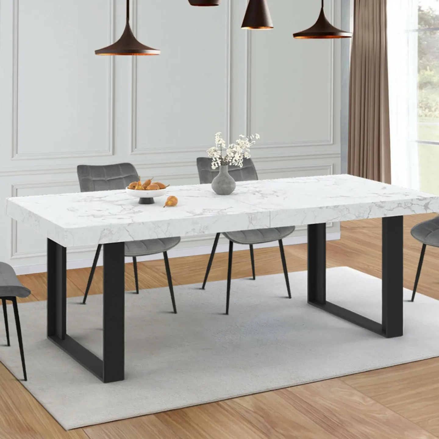 Table à manger extensible rectangle 6 à 12 personnes*IDMarket Clearance