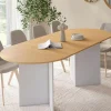 Table à manger extensible ovale MARTHE 6 -10 personnes bois façon hêtre et blanc 160-200 cm*IDMarket Sale