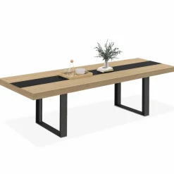 Table à manger extensible bois et bande centrale noire*IDMarket Clearance