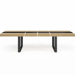 Table à manger extensible bois et bande centrale noire*IDMarket Clearance