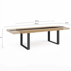 Table à manger extensible bois et bande centrale noire*IDMarket Clearance