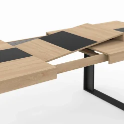 Table à manger extensible bois et bande centrale noire*IDMarket Clearance