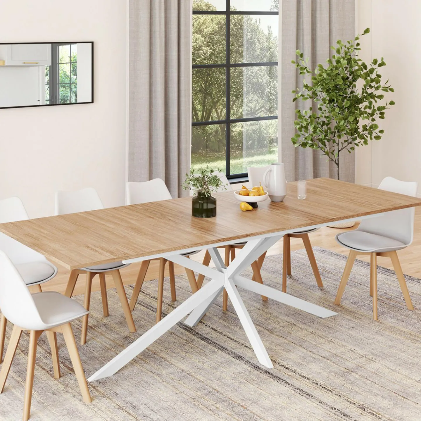 Table à manger extensible rectangle pied araignée bois*IDMarket Discount