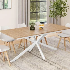 Table à manger extensible rectangle pied araignée bois*IDMarket Discount