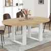 Table à manger extensible ronde bois et blanc 110-150 cm pour 4 à 6 personnes*IDMarket Online