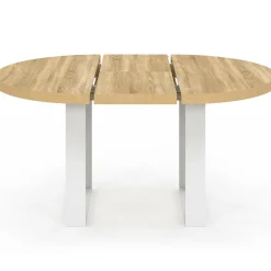 Table à manger extensible ronde bois et blanc 110-150 cm pour 4 à 6 personnes*IDMarket Online