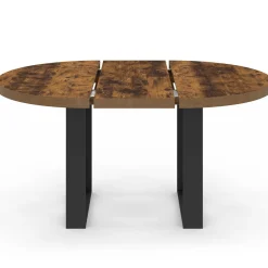 Table à manger extensible ronde 4-6 personnes bois foncé effet vieilli et noir*IDMarket Best