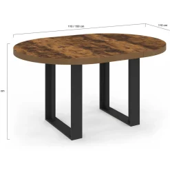 Table à manger extensible ronde 4-6 personnes bois foncé effet vieilli et noir*IDMarket Best