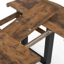 Table à manger extensible ronde 4-6 personnes bois foncé effet vieilli et noir*IDMarket Best