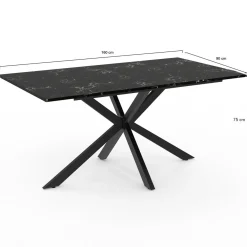 Table à manger extensible effet marbre noir*IDMarket Sale