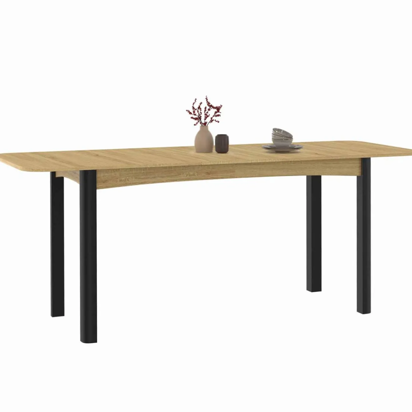 Table à manger extensible rectangulaire bois et noir*IDMarket Discount