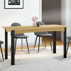 Table à manger extensible rectangulaire bois et noir*IDMarket Discount