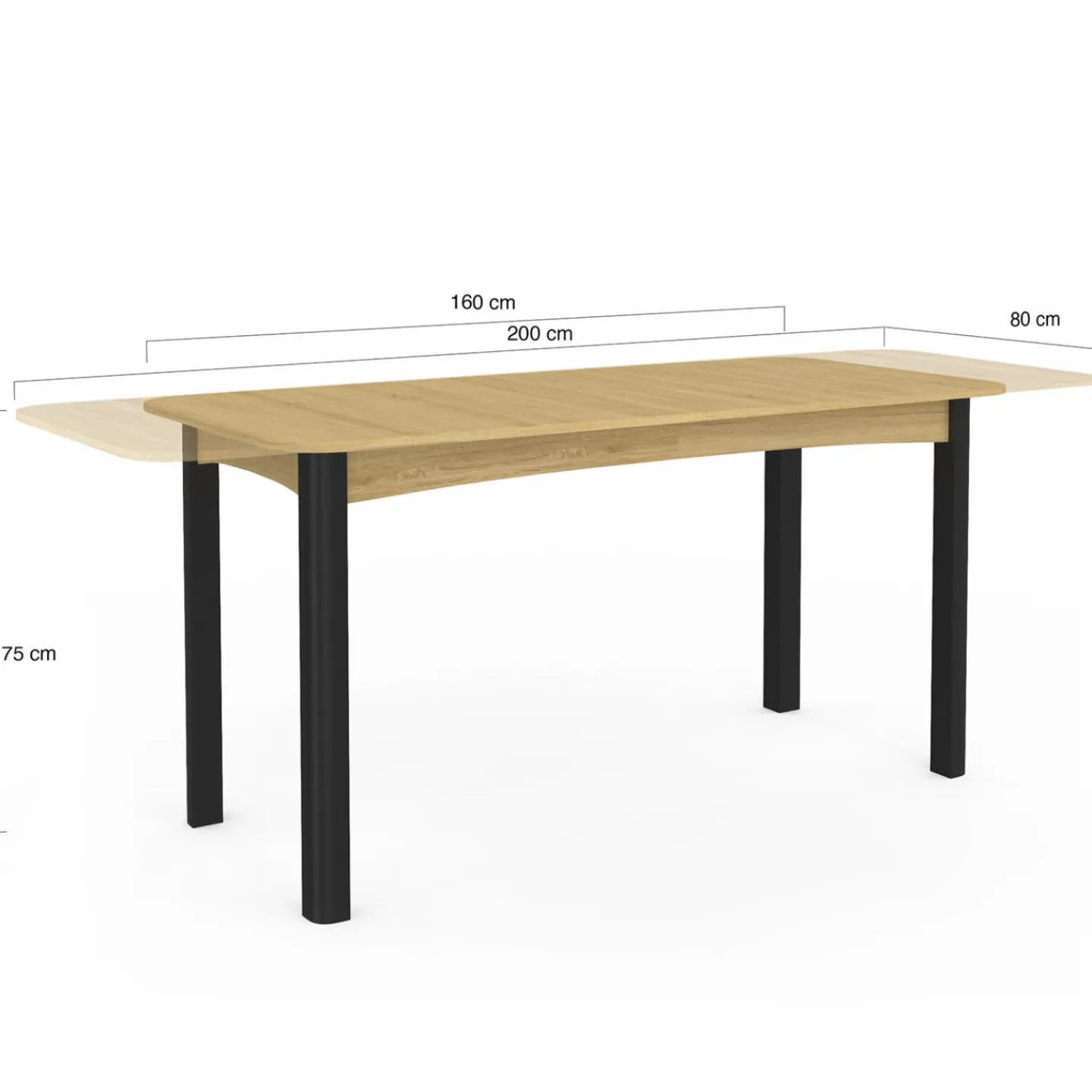 Table à manger extensible rectangulaire bois et noir*IDMarket Discount
