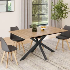 Table à manger extensible 6-10 personnes bois et noir 160-200 cm*IDMarket Best