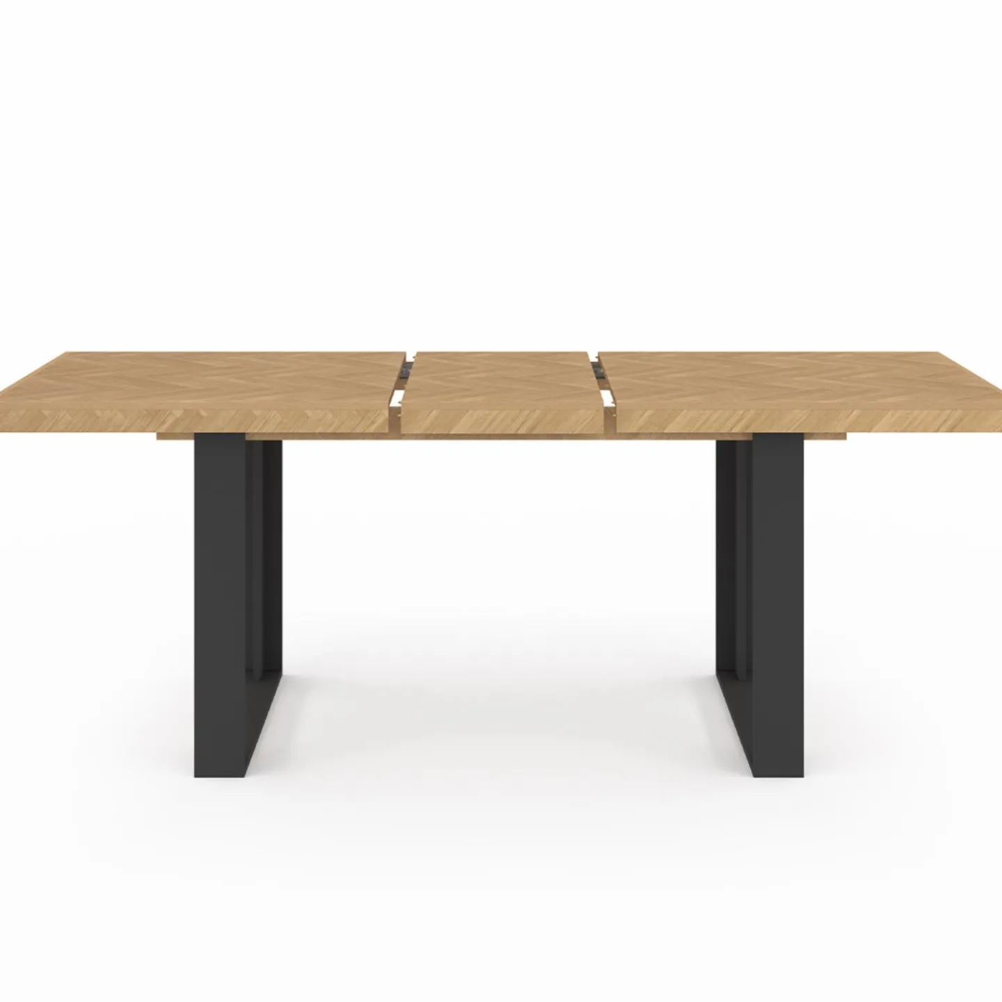 Table à manger extensible rectangulaire effet chevrons et noir*IDMarket