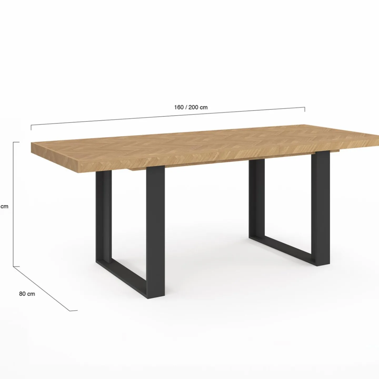 Table à manger extensible rectangulaire effet chevrons et noir*IDMarket