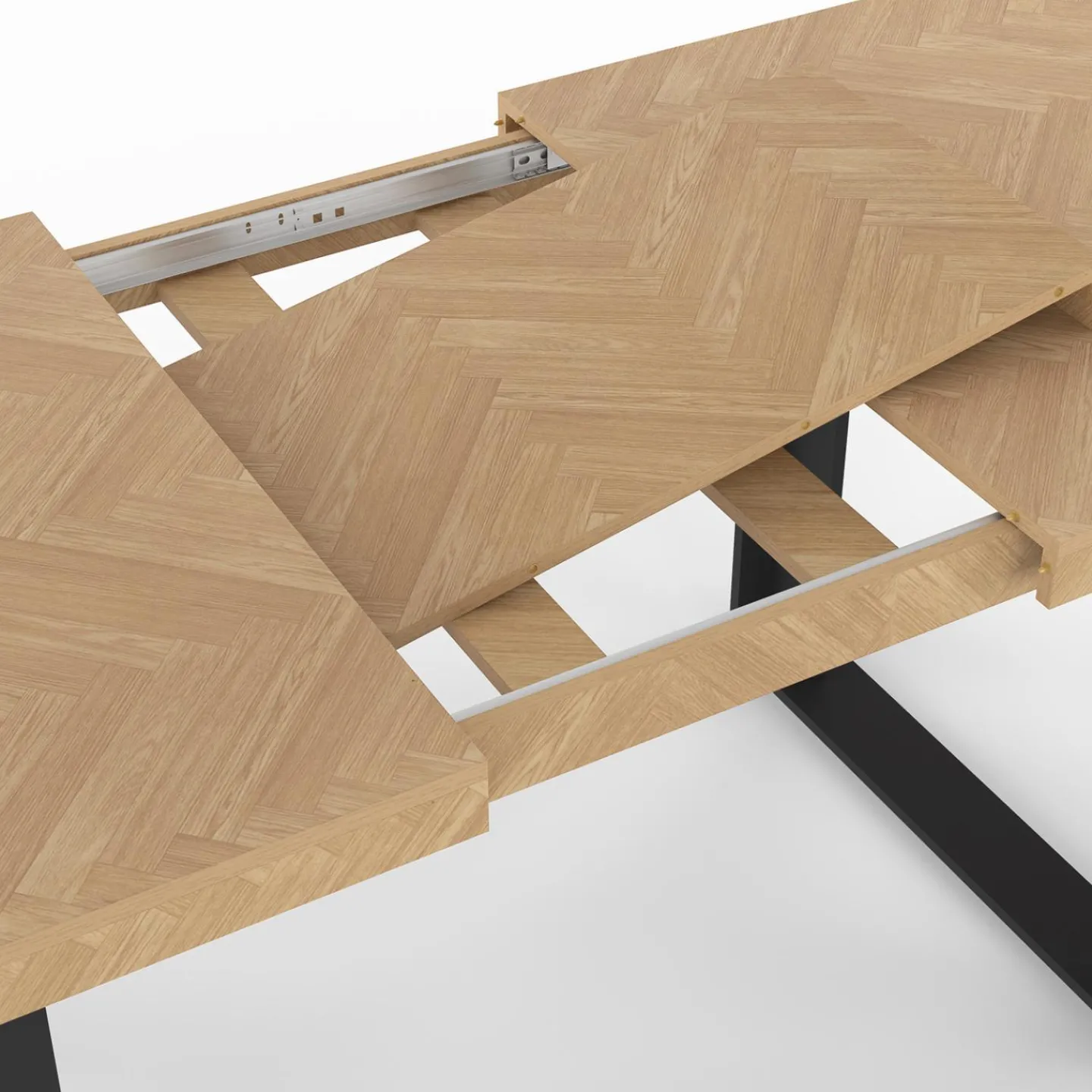 Table à manger extensible rectangulaire effet chevrons et noir*IDMarket