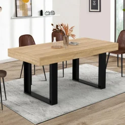 Table à manger extensible 120-160 cm 4-6 personnes noire et bois*IDMarket Hot