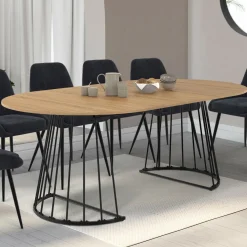 Table à manger extensible ronde 4-10 personnes bois et noir 110 - 200 cm*IDMarket Discount