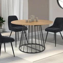 Table à manger extensible ronde 4-10 personnes bois et noir 110 - 200 cm*IDMarket Discount