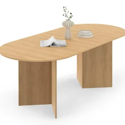 Table à manger extensible ovale 160-200 cm bois façon hêtre 6-10 personnes*IDMarket Outlet