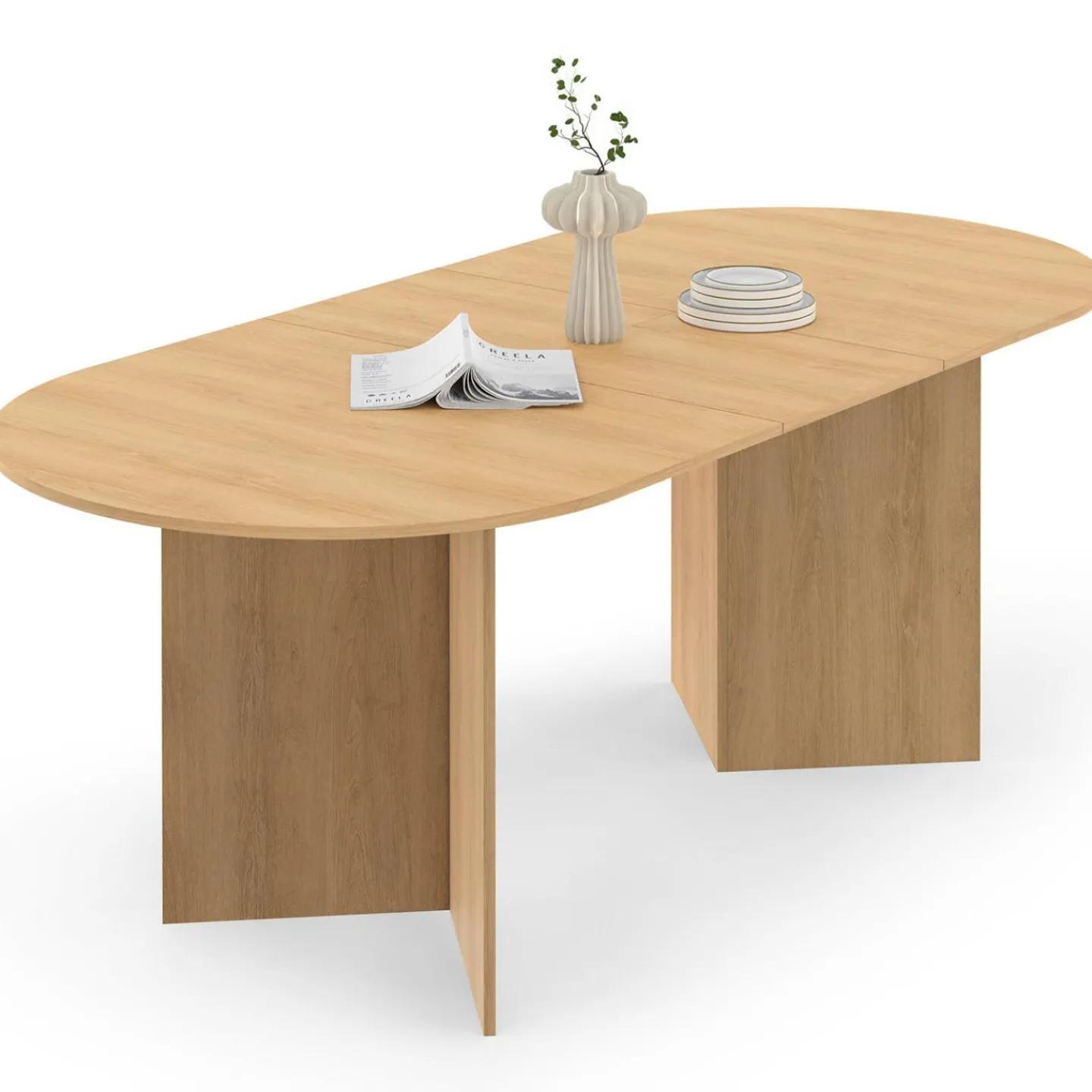 Table à manger extensible ovale 160-200 cm bois façon hêtre 6-10 personnes*IDMarket Outlet