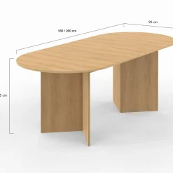 Table à manger extensible ovale 160-200 cm bois façon hêtre 6-10 personnes*IDMarket Outlet