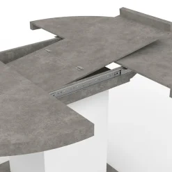 Table à manger extensible ronde 4-8 personnes béton et blanc 120-160 cm*IDMarket