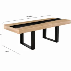Table à manger extensible 6-10 personnes bois et bande centrale noire*IDMarket