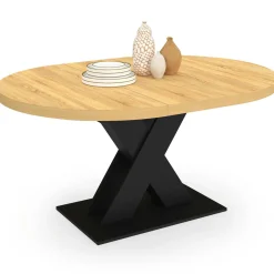 Table à manger extensible ronde 4-8 personnes bois et noir 110 - 150cm*IDMarket Online