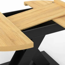 Table à manger extensible ronde 4-8 personnes bois et noir 110 - 150cm*IDMarket Online