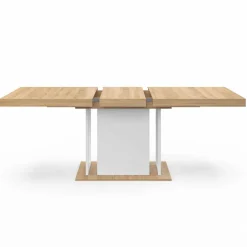 Table à manger extensible rectangulaire bois façon hêtre et blanc*IDMarket Clearance
