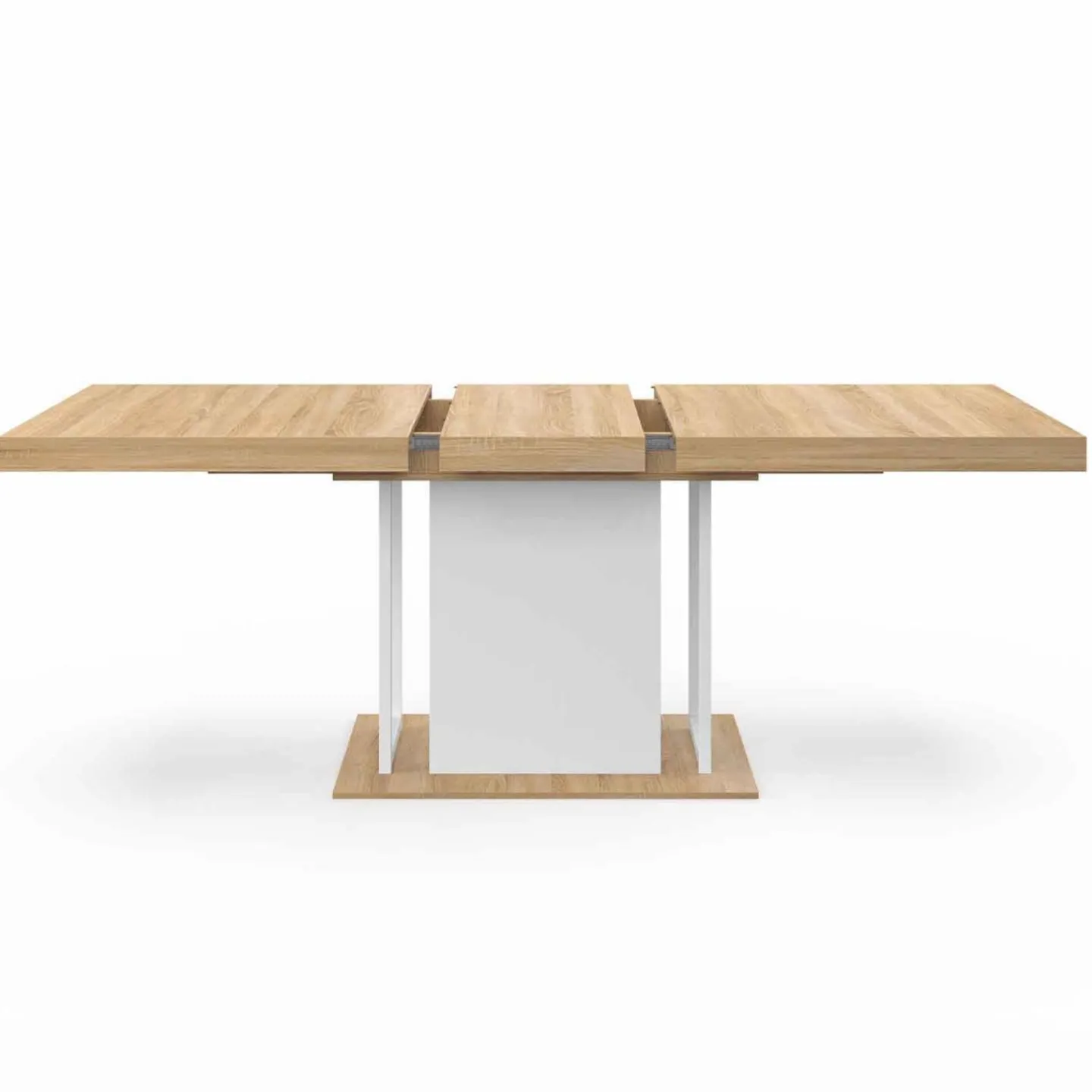 Table à manger extensible rectangulaire bois façon hêtre et blanc*IDMarket Clearance