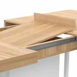 Table à manger extensible rectangulaire bois façon hêtre et blanc*IDMarket Clearance