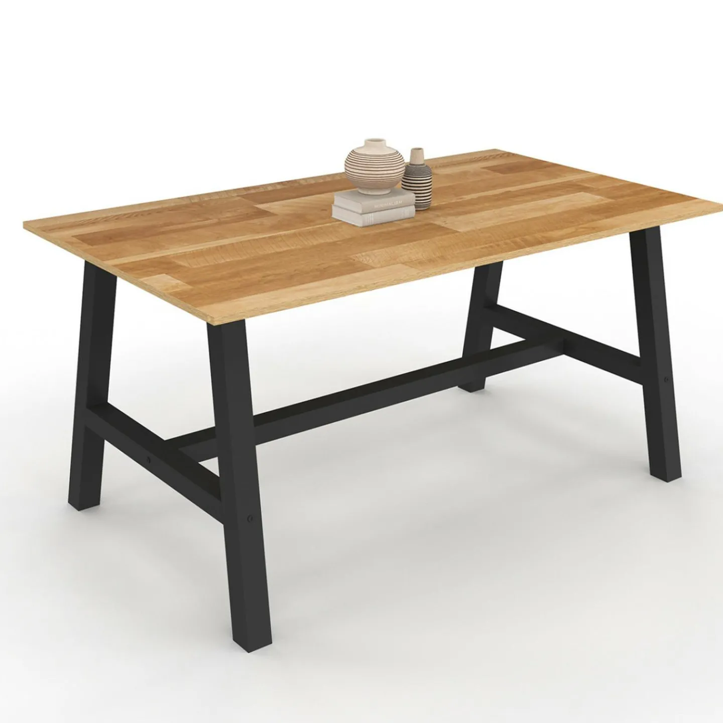 Table à manger extensible rectangulaire bois et noir*IDMarket New