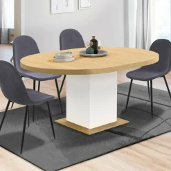 Table à manger extensible ronde 4-8 personnes bois et blanc 120-160 cm*IDMarket