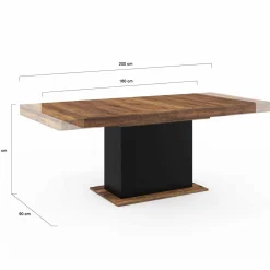 Table à manger extensible rectangle bois foncé et noir*IDMarket Sale