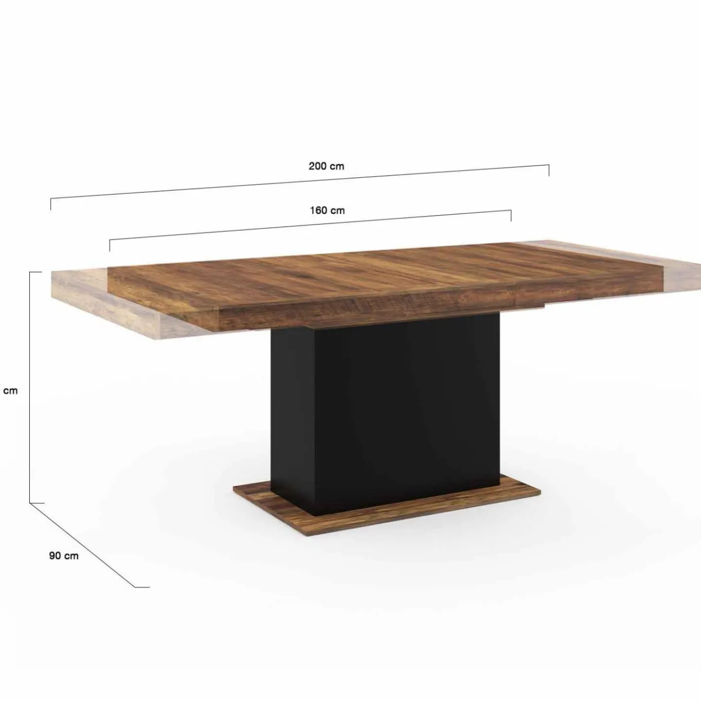 Table à manger extensible rectangle bois foncé et noir*IDMarket Sale