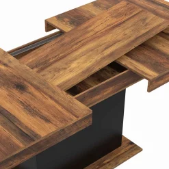 Table à manger extensible rectangle bois foncé et noir*IDMarket Sale