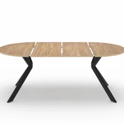 Table à manger extensible ronde 110-200 cm 4-10 personnes bois et pied araignée noir*IDMarket Clearance