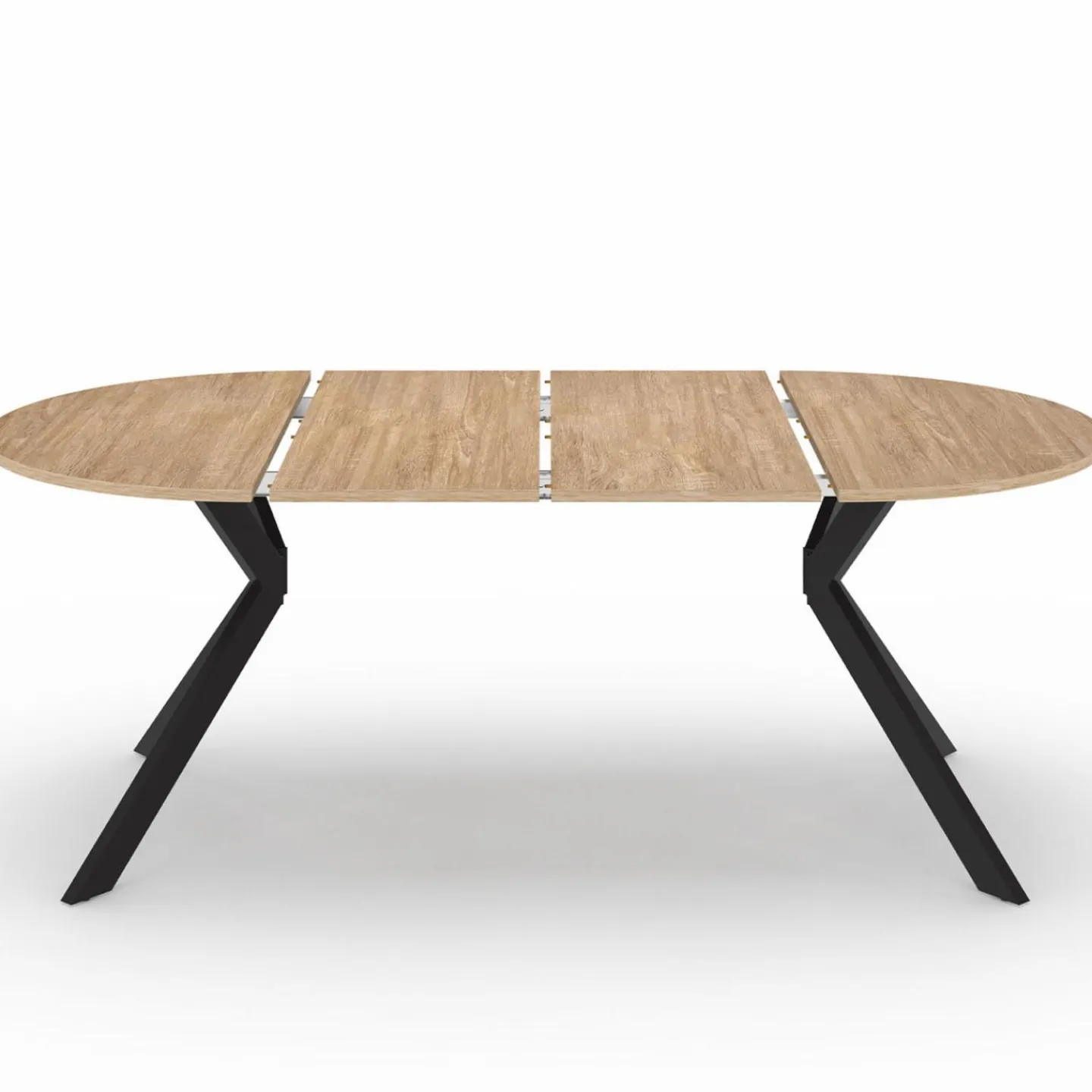 Table à manger extensible ronde 110-200 cm 4-10 personnes bois et pied araignée noir*IDMarket Clearance