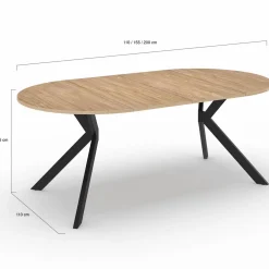 Table à manger extensible ronde 110-200 cm 4-10 personnes bois et pied araignée noir*IDMarket Clearance